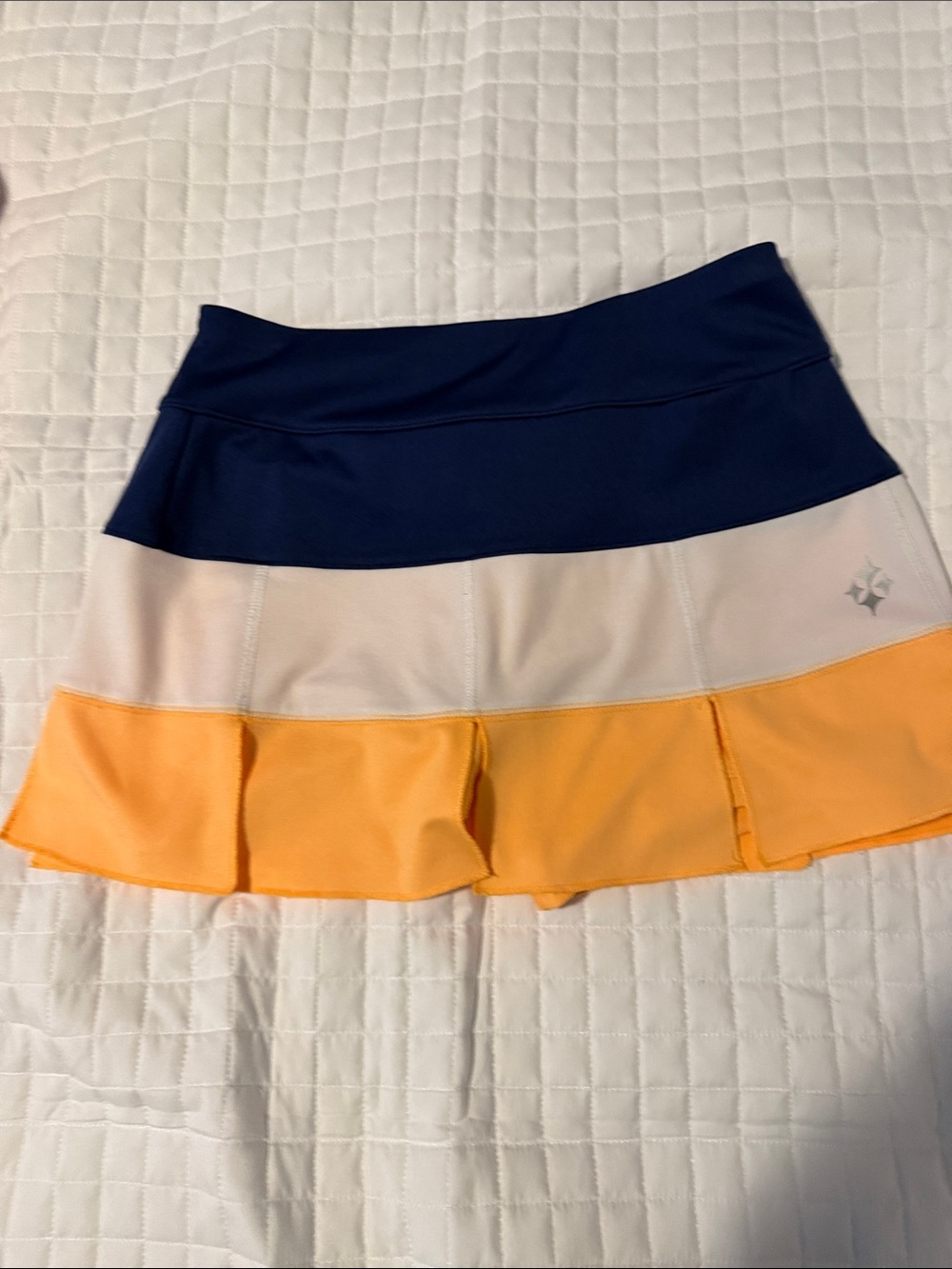 Jofit Colorblock Tennis Skirt in Navy, Cream & Yellow